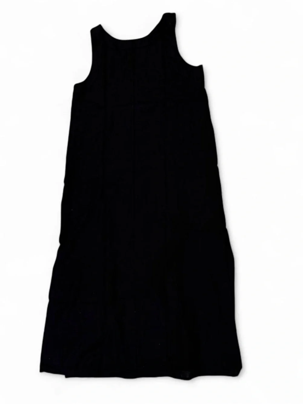 NWT DKNY Black Linen Blend V-Neck Midi Dress Size M Side Slits Lagenlook 51” L - Picture 2 of 3
